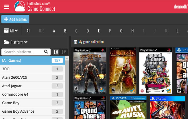 Game Connect web-based game database software 