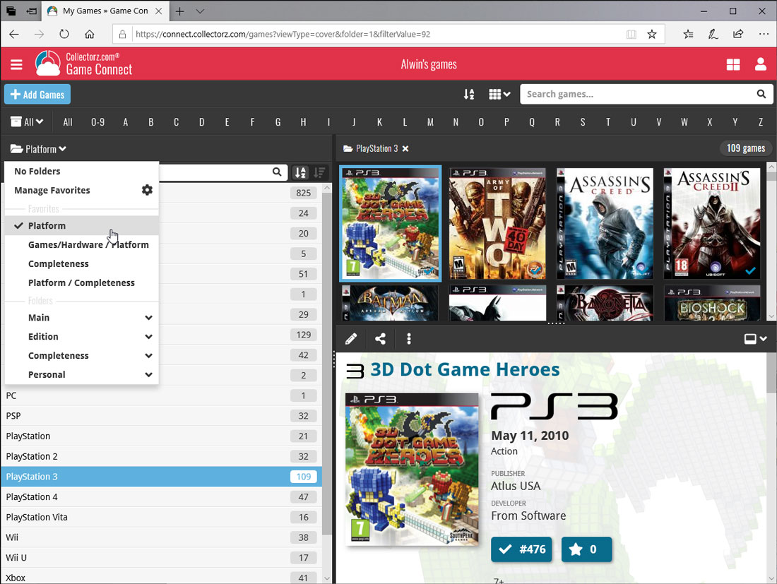 Game Connect web-based game database software 