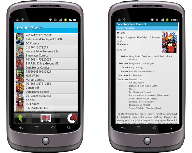 CLZ Barry for Android listing scanned comics